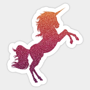 Dark Red Orange Ombre Faux Glitter Unicorn Sticker